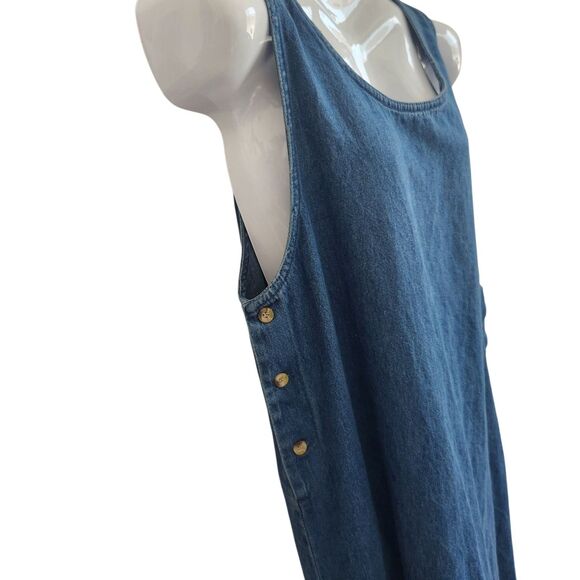 PTNY VTG  Maxi Denim Tank Dress-Relaxed Fit-Side Buttons and Slits-90s Grunge L - Picture 3 of 7